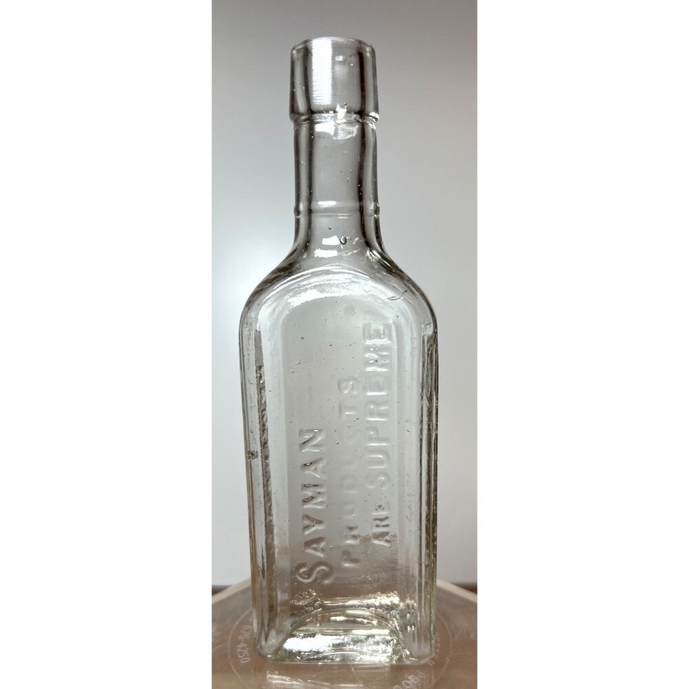 Vintage Say Man Embossed Glass Bottle St. Louis MO Air Supreme Patents